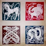 Création Endless Detours : illustration celtique Le Cheval, L'Aigle, Le Chien, Le Félin (chat)