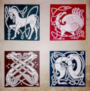 Création Endless Detours : illustration celtique Le Cheval, L'Aigle, Le Chien, Le Félin (chat)