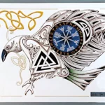 illustration celtique Le Corbeau d'Odin appelé Hohin