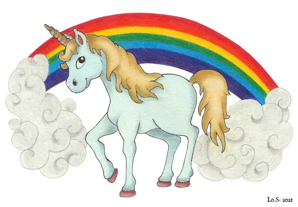 illustration du volume 3 de la collection "Pas si Bêtes", la licorne