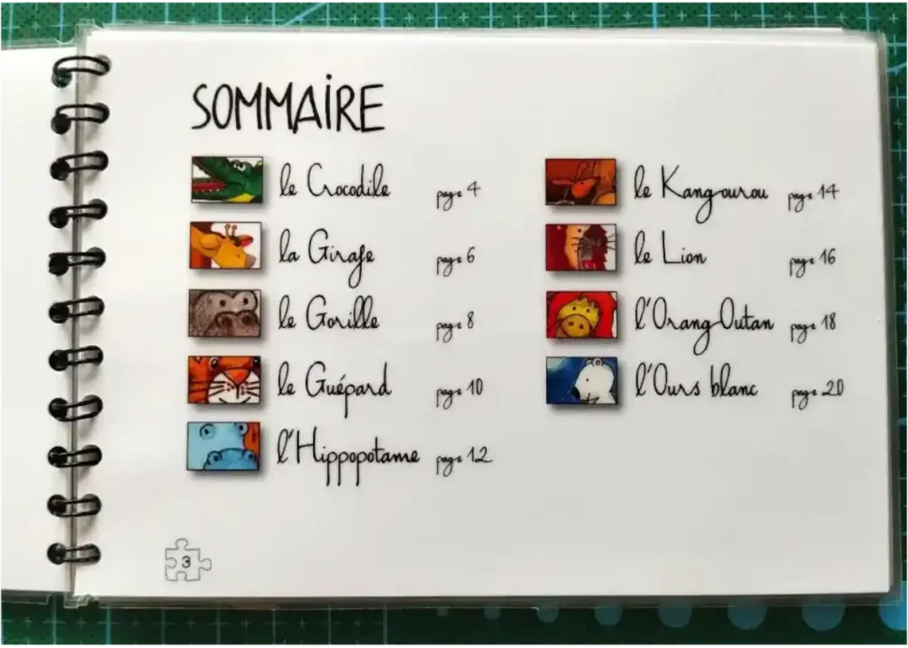 photo du volume 1 de "Pas si Bêtes !", vue sur la page "sommaire"