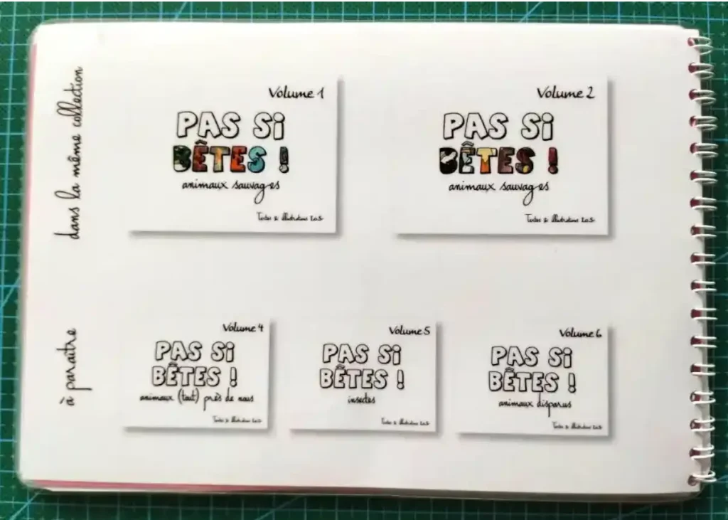 photo du volumes 3 de "Pas si Bêtes !", vue sur la couverture arrière avec les différents volumes parus et à paraître